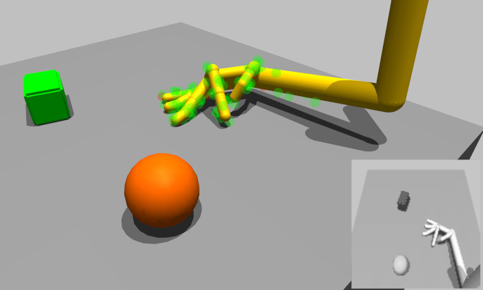 Humanoid arm with vision and touch sensor visualization