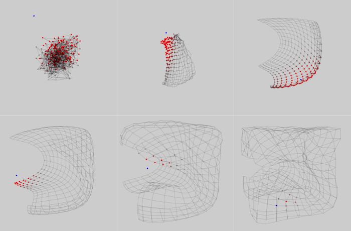 SOM learning to represent a uniform 3D cube distribution